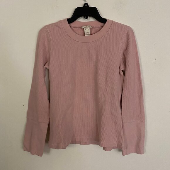 Sundance Crew Neck Thermal Waffle Knit Button Cuff Top M - Picture 3 of 6